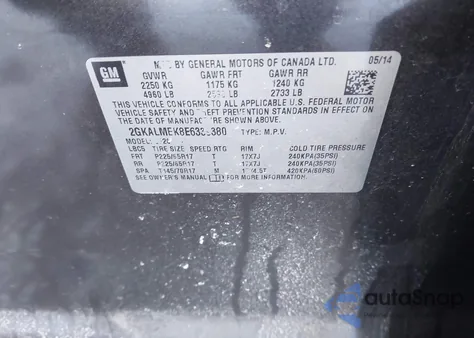 2014 GMC Terrain Sle-1 z USA, uszkodzony, nr VIN 2GKALMEK8E6339380